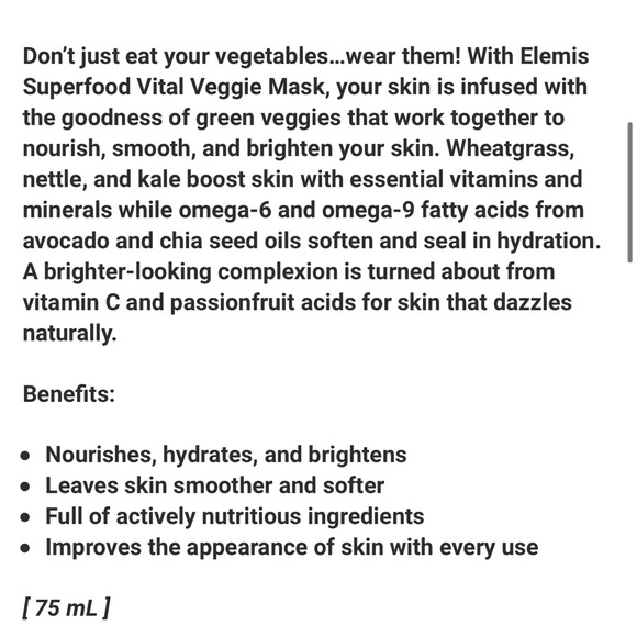 ELEMIS SUPERFOOD VITAL VEGGIE MASK - Picture 5 of 5